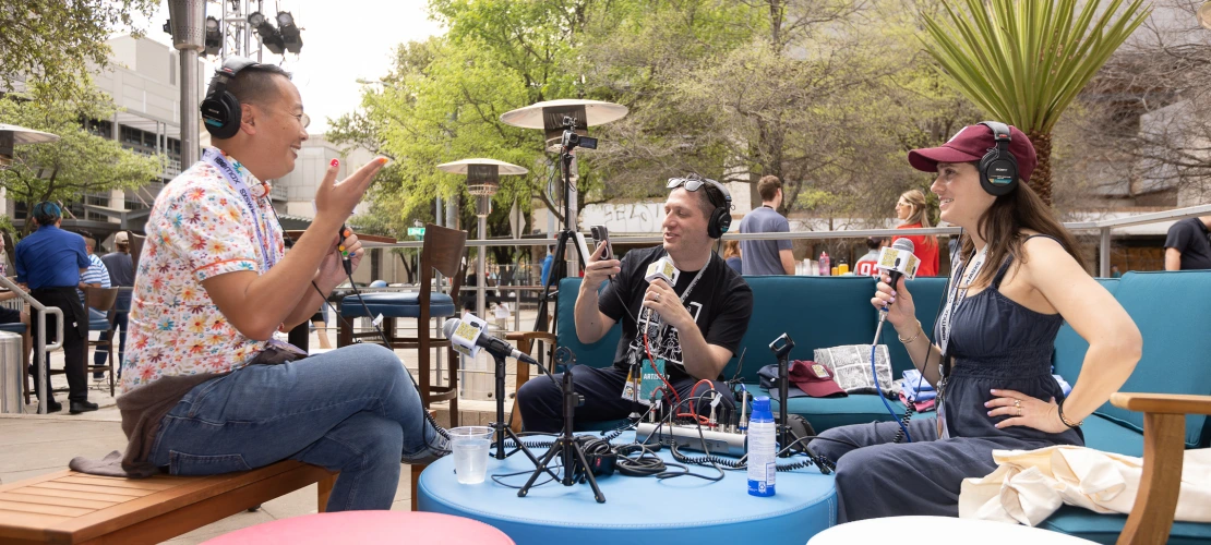 Friday Night Movie Podcast Interview on the Wonder House Patio