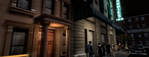 still from the VR experience Virtual Harlem with characters in line for a movie
