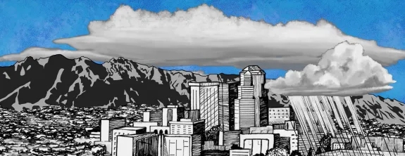 wide still from alex! jimenez short animation Tucson Monsoon