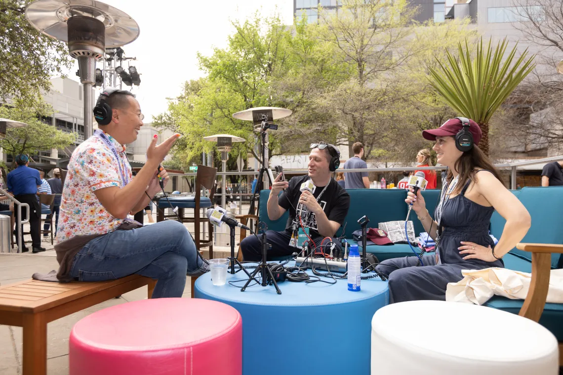 Friday Night Movie Podcast Interview on the Wonder House Patio