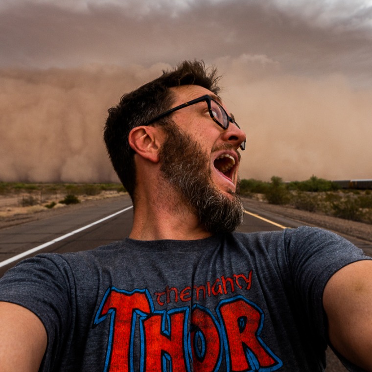 Mike Olbinski in front of a haboob